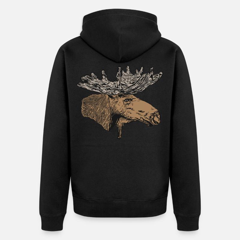 Imprimé motif d’animal d’orignal - Veste à capuche bio Premium Unisexe - noir