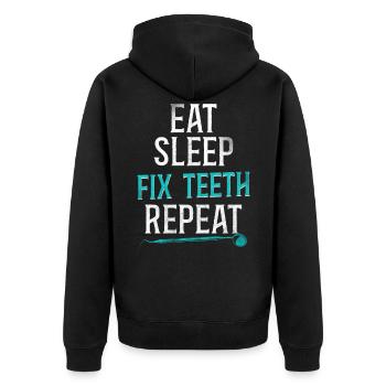Dentist Dental Assistant Hygienist - Unisex Premium Bio Zip Hoodie - Schwarz - Hinten - Nico (187cm)