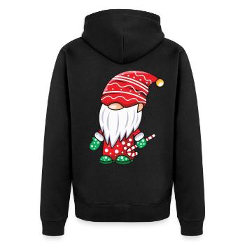Gnome with candy cane - Unisex Premium Organic Zip Hoodie - black - Back - Nico (187cm)