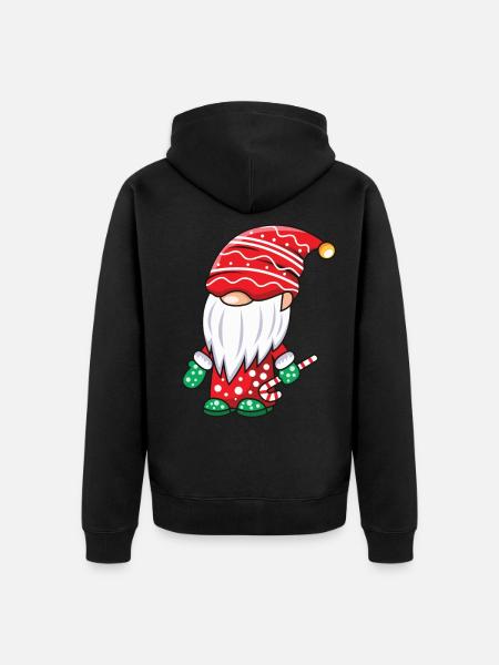 Gnome with candy cane - Unisex Premium Organic Zip Hoodie - black