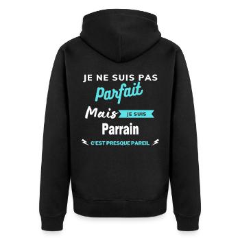 Je ne suis pas parfaite mais je suis Parrain - Veste à capuche bio Premium Unisexe - noir - Dos - Nico (187cm)