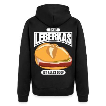 Leberkas Leberkassemmel Leberkäse - Unisex Premium Bio Zip Hoodie - Schwarz - Hinten - Nico (187cm)