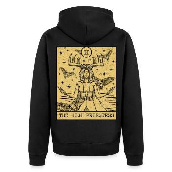 Tarotkarte Aesthetic The High Priestess Okkultes - Unisex Premium Bio Zip Hoodie - Schwarz - Hinten - Nico (187cm)
