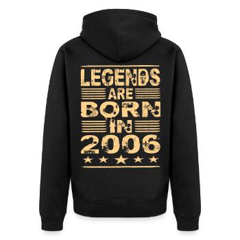 Legenden werden 2006 geboren - Unisex Premium Bio Zip Hoodie - Schwarz - Hinten - Nico (187cm)
