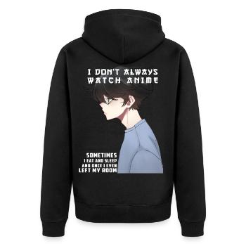 Anime Teenager Junge guckt Anime - Unisex Premium Bio Zip Hoodie - Schwarz - Hinten - Nico (187cm)