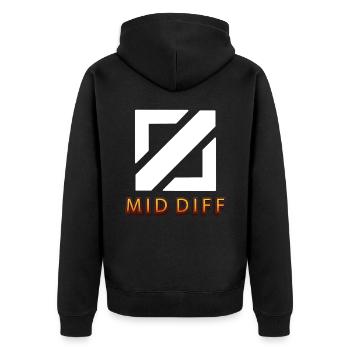 mid diff Tilter tilted gaming - Unisex Premium Bio Zip Hoodie - Schwarz - Hinten - Nico (187cm)