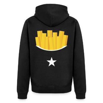 Pommes Kostüm Pommes Frites Verkleidung - Unisex Premium Bio Zip Hoodie - Schwarz - Hinten - Nico (187cm)