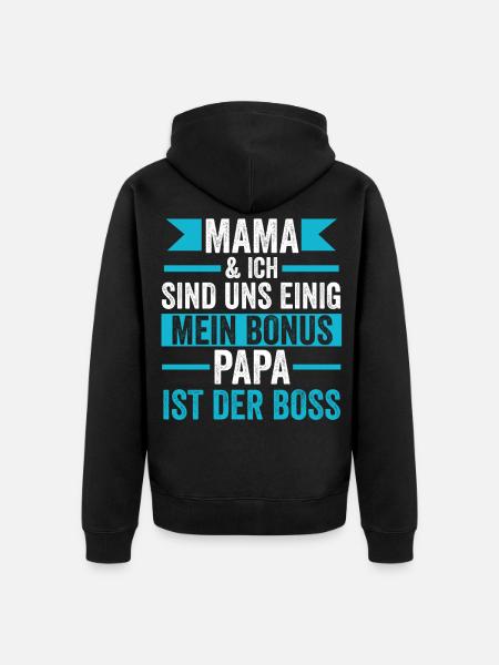 Bonuspapa ist der Boss - Unisex Premium Bio Zip Hoodie - Schwarz