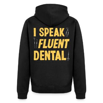 Dentist Dental Assistant Hygienist - Unisex Premium Bio Zip Hoodie - Schwarz - Hinten - Nico (187cm)