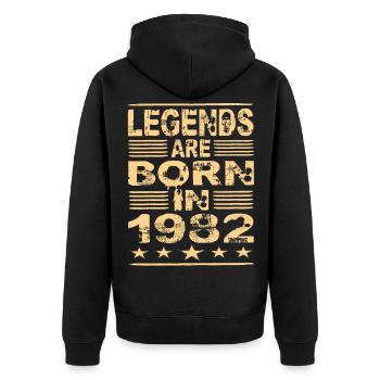Les légendes naissent en 1982 - Veste à capuche bio Premium Unisexe - noir - Dos - Nico (187cm)