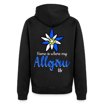 Allgäu Blume Allgäuer - Unisex Premium Bio Zip Hoodie - Schwarz - Hinten - Nico (187cm)