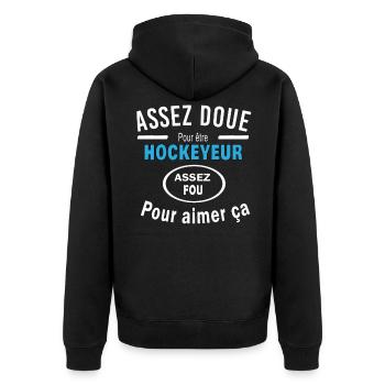 Assez doue pour etre HOCKEYEUR - Veste à capuche bio Premium Unisexe - noir - Dos - Nico (187cm)