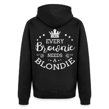 Every Brownie Needs A Blondie - Unisex Premium Bio Zip Hoodie - Schwarz - Hinten - Nico (187cm)