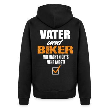 Vater und Biker Mir Macht Nichts Mehr Angst - Unisex Premium Bio Zip Hoodie - Schwarz - Hinten - Nico (187cm)