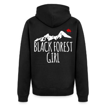 Schwarzwald Mädchen Frau Schwarzwaldbub - Unisex Premium Bio Zip Hoodie - Schwarz - Hinten - Nico (187cm)