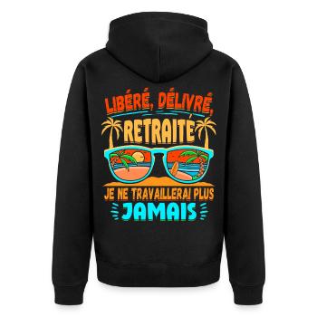 Humour Retraite Retraité Pension Pensionné Adieu - Veste à capuche bio Premium Unisexe - noir - Dos - Nico (187cm)