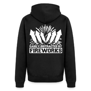 Pyro Fireworks Fireworks Pyrotechnics - Unisex Premium Organic Zip Hoodie - black - Back - Nico (187cm)