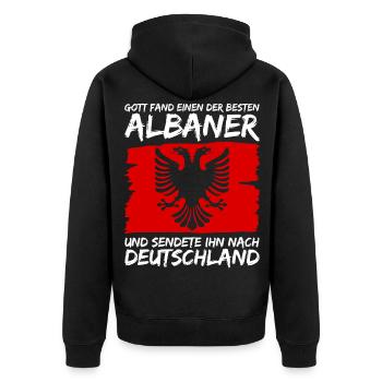 Albanien Albanische Flagge Albaner - Unisex Premium Bio Zip Hoodie - Schwarz - Hinten - Nico (187cm)