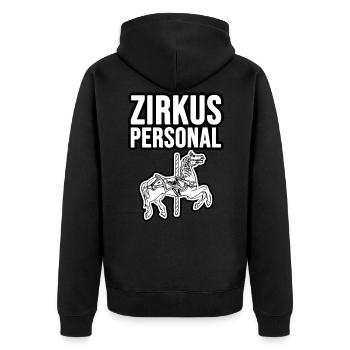 Zirkus Personal - Unisex Premium Bio Zip Hoodie - Schwarz - Hinten - Nico (187cm)
