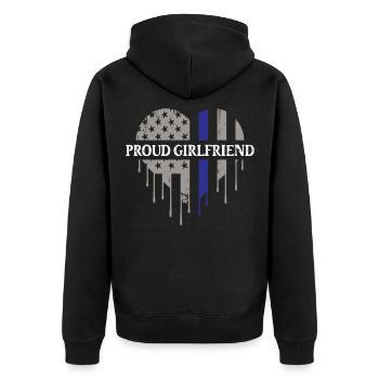 Freundin Polizist Polizei Stolze Frau Shirt - Unisex Premium Bio Zip Hoodie - Schwarz - Hinten - Nico (187cm)