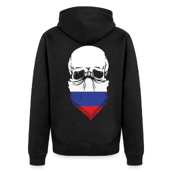 RUSSIA - Unisex Premium Bio Zip Hoodie - Schwarz - Hinten - Nico (187cm)