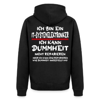 Je suis un technicien en électronique système qui dit - Veste à capuche bio Premium Unisexe - noir - Dos - Nico (187cm)