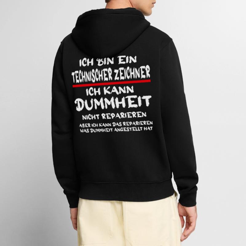 Ich bin ein Technischer Zeichner Handwerker Spruch Unisex Premium Bio Zip Hoodie