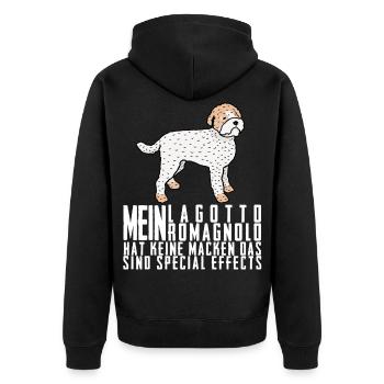 Lagotto Romagnolo Spruch Witz Hund Hunde - Unisex Premium Bio Zip Hoodie - Schwarz - Hinten - Nico (187cm)
