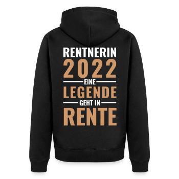 Rentnerin 2022 - Eine Legende geht in Rente - Unisex Premium Bio Zip Hoodie - Schwarz - Hinten - Nico (187cm)