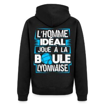 Joueur De Boule Lyonnaise Homme Petanque - Veste à capuche bio Premium Unisexe - noir - Dos - Nico (187cm)
