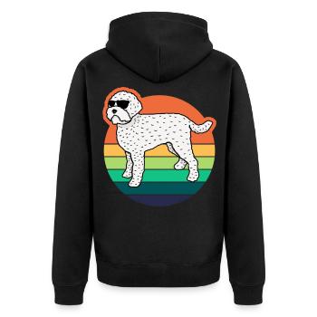 Lagotto Romagnolo Hund Retro Witz Hunde - Unisex Premium Bio Zip Hoodie - Schwarz - Hinten - Nico (187cm)
