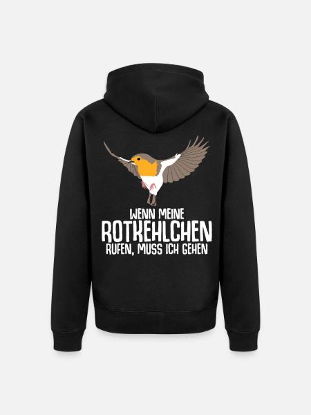 Rotkehlchen Vogel - Unisex Premium Bio Zip Hoodie - Schwarz