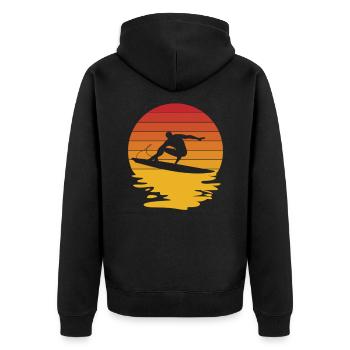 Surfing Surfboard Surfer Surfboard Surfing - Unisex Premium Organic Zip Hoodie - black - Back - Nico (187cm)