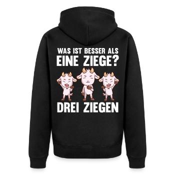 Ziegenbauer Ziegen Ziege - Unisex Premium Bio Zip Hoodie - Schwarz - Hinten - Nico (187cm)