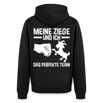 Landwirt Bauer Ziege Ziegen - Unisex Premium Bio Zip Hoodie - Schwarz - Hinten - Nico (187cm)