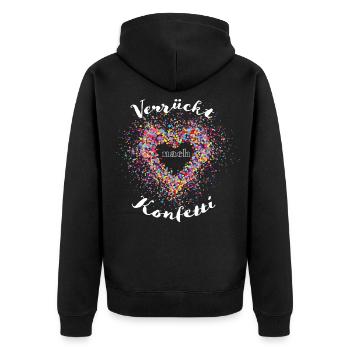 Konfetti Karneval Fasching Kostüm - Unisex Premium Bio Zip Hoodie - Schwarz - Hinten - Nico (187cm)