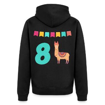 Drôle lama Alpaga 8ème anniversaire - Veste à capuche bio Premium Unisexe - noir - Dos - Nico (187cm)