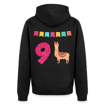 9. Geburtstag Lama Alpaka - Unisex Premium Bio Zip Hoodie - Schwarz - Hinten - Nico (187cm)