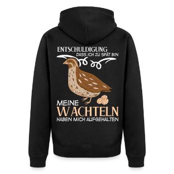 Wachteln Eier Wachtelzüchter Wachtel - Unisex Premium Bio Zip Hoodie - Schwarz - Hinten - Nico (187cm)