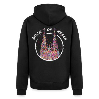 Kölle Karneval Köln Kölner Dom Konfetti - Unisex Premium Bio Zip Hoodie - Schwarz - Hinten - Nico (187cm)