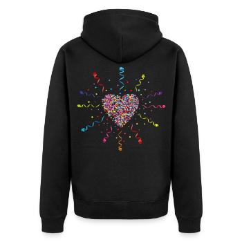 Konfetti im Herzen Fasching Karneval - Unisex Premium Bio Zip Hoodie - Schwarz - Hinten - Nico (187cm)