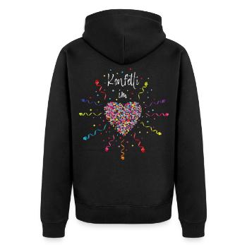 Konfetti im Herzen Karneval Kostüm - Unisex Premium Bio Zip Hoodie - Schwarz - Hinten - Nico (187cm)