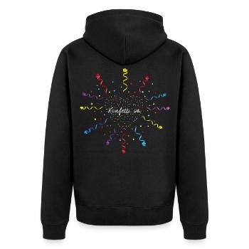 Konfetti im Herzen Karneval Kostümersatz - Unisex Premium Bio Zip Hoodie - Schwarz - Hinten - Nico (187cm)