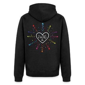 Konfetti im Herzen Karneval Kostümersatz - Unisex Premium Bio Zip Hoodie - Schwarz - Hinten - Nico (187cm)