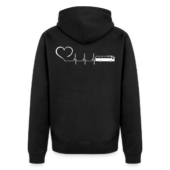 BUS EKG HEARTBEAT - Unisex Premium Bio Zip Hoodie - Schwarz - Hinten - Nico (187cm)