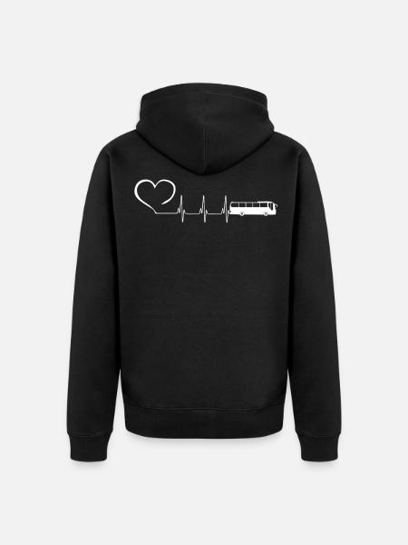 BUS ECG HEARTBEAT - Unisex Premium Organic Zip Hoodie - black