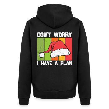 Lustige Weihnachten Mach dir keine Sorgen, ich habe einen Plan - Unisex Premium Bio Zip Hoodie - Schwarz - Hinten - Nico (187cm)