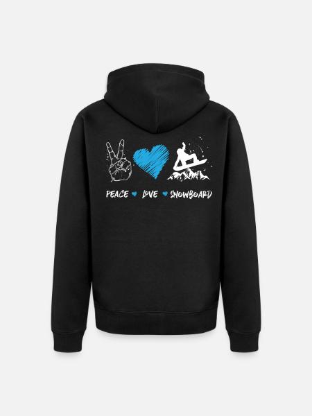 Snowboarding Snowboard peace love - Unisex Premium Organic Zip Hoodie - black
