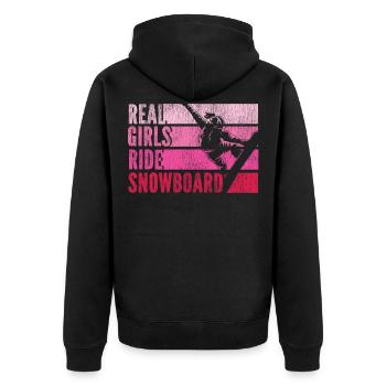 Snowboarding Snowboard Vintage - Unisex Premium Bio Zip Hoodie - Schwarz - Hinten - Nico (187cm)