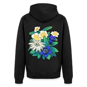 Austria Flowers Flower Mountains Mountains Nature Flora - Unisex Premium Organic Zip Hoodie - black - Back - Nico (187cm)